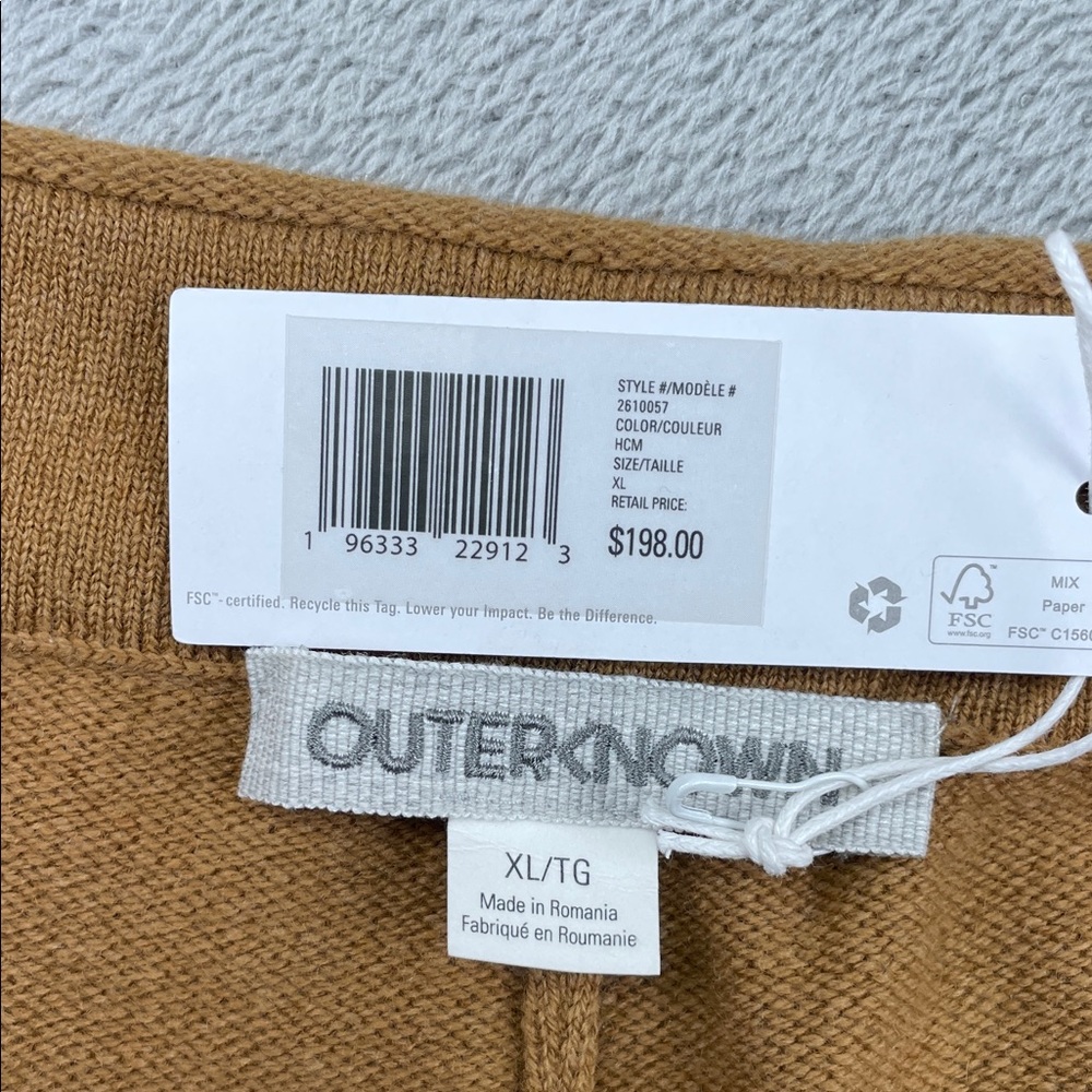 NEW Outerknown XL Cashmere Superfine Wool Tan Wide-Leg Knit Sweatpants - Picture 9 of 13